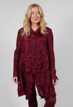 Button Plisse Shirt in Merlot Cloud