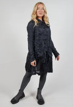 Button Plisse Shirt in Slate Cloud