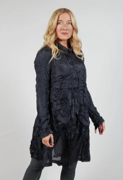 Button Plisse Shirt in Slate Cloud