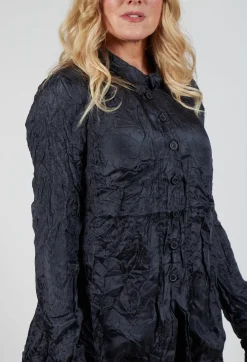 Button Plisse Shirt in Slate Cloud