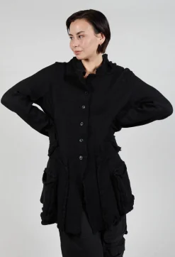 Button Through Cardigan with Feature Pockets in Black
