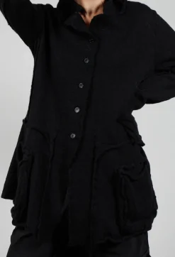 Button Through Cardigan with Feature Pockets in Black