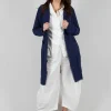 Button Through Coat in Navy