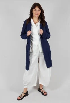 Button Through Coat in Navy