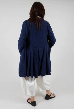 Button Through Coat in Navy