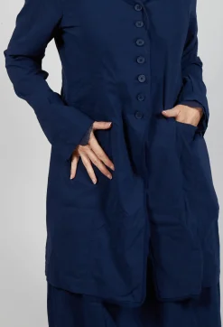 Button Through Coat in Navy