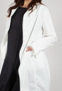 Button Through Coat in Offwhite