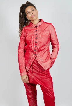Button Through Jacket in Cardinal Flock