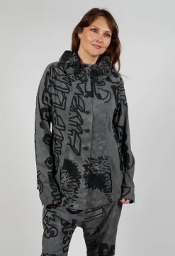 Button Through Jacket in Rock Big Print