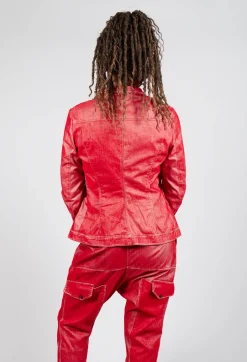 Button Through Jacket in Cardinal Flock