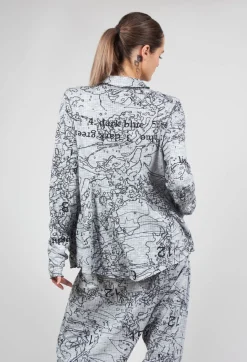 Button Through Jacket in Black Print