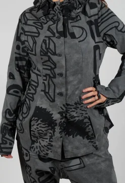 Button Through Jacket in Rock Big Print