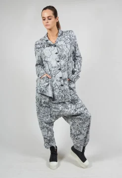Button Through Jacket in Black Print