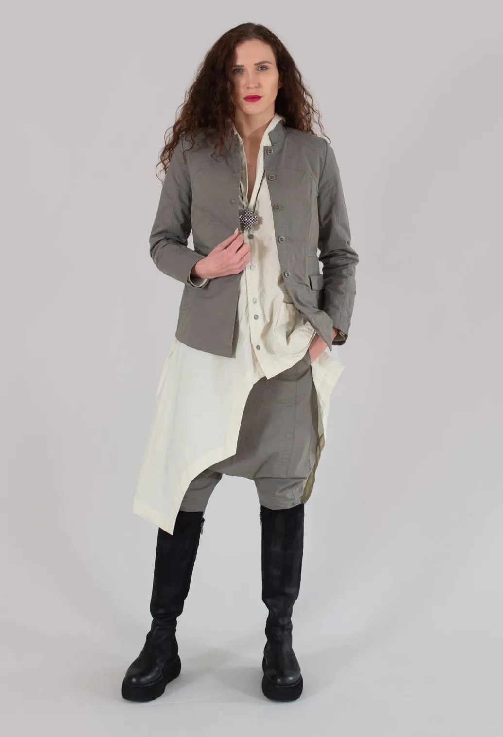 Button Through Jacket in 728 Grey