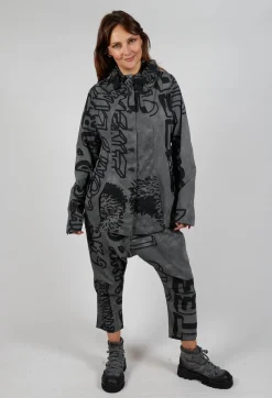 Button Through Jacket in Rock Big Print