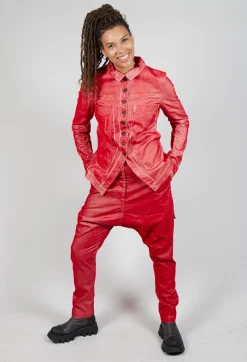 Button Through Jacket in Cardinal Flock