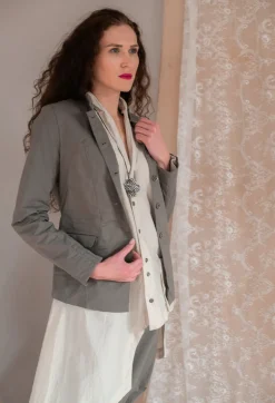 Button Through Jacket in 728 Grey