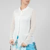 Button Through Jacket with Sheer Sleeves in Offwhite