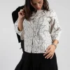 Button Through Jacket with Print in White