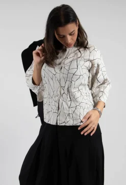 Button Through Jacket with Print in White