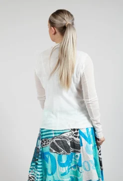 Button Through Jacket with Sheer Sleeves in Offwhite