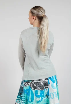 Button Through Jacket with Sheer Sleeves in Grey