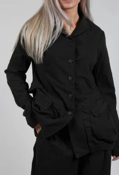 Button Through Jacket with Tulip Hem in Jungle Stripe