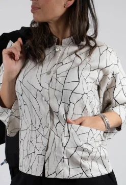 Button Through Jacket with Print in White