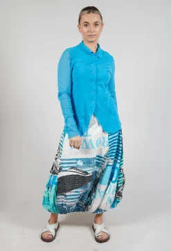 Button Through Jacket with Sheer Sleeves in Malibu
