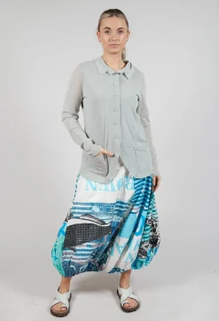 Button Through Jacket with Sheer Sleeves in Grey