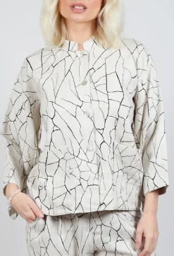 Button Through Jacket with Print in White