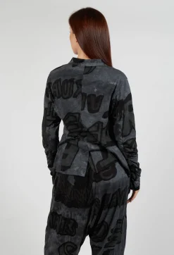 Button Through Jersey Jacket in Rock Print