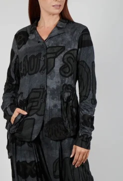 Button Through Jersey Jacket in Rock Print
