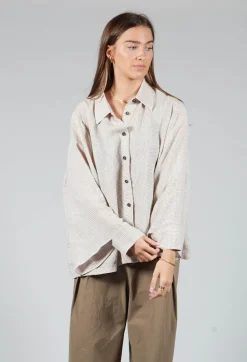 Button Through Shirt in Beige Check