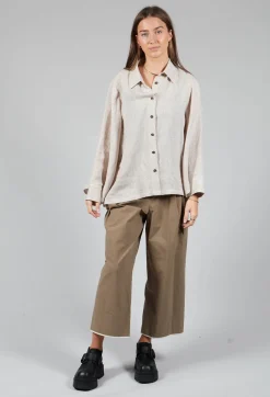 Button Through Shirt in Beige Check