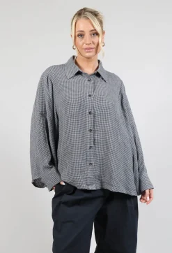 Button Through Shirt in Navy Check