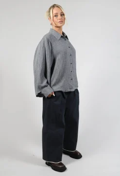 Button Through Shirt in Navy Check