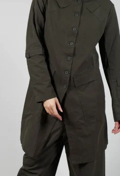 Button Through Utility Coat in Jungle