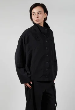 Button Through Utility Jacket in Black