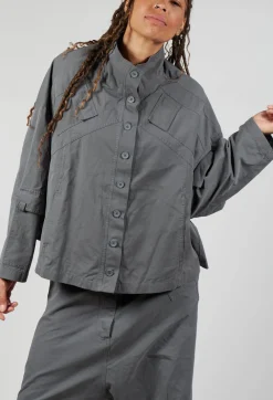 Button Through Utility Jacket in Rock