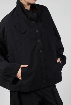 Button Through Utility Jacket in Black