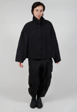Button Through Utility Jacket in Black