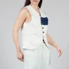 Button Through Waistcoat in Off White