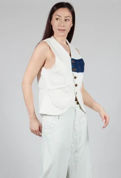 Button Through Waistcoat in Off White