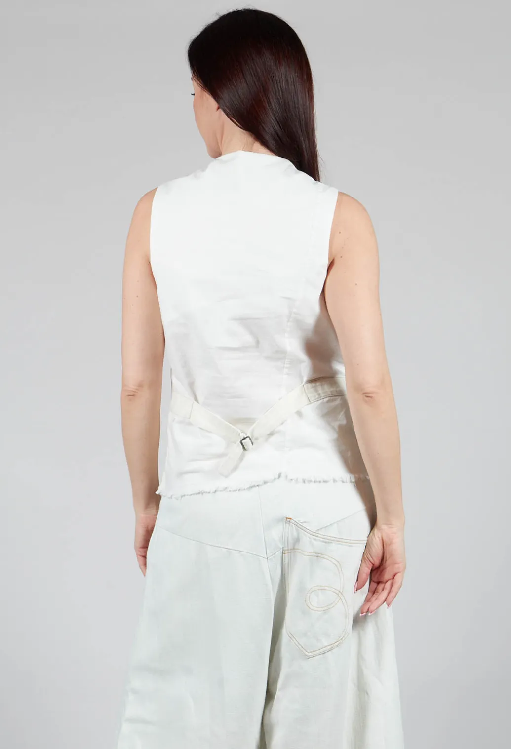Button Through Waistcoat in Off White