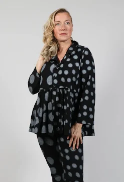 Button Up Blouse in Grey Pois