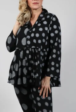 Button Up Blouse in Grey Pois