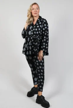 Button Up Blouse in Grey Pois