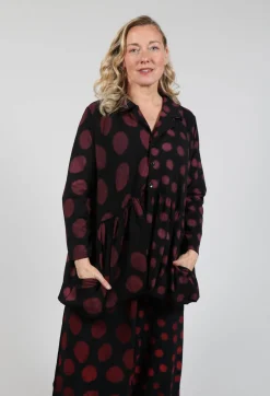 Button Up Blouse in Red Pois