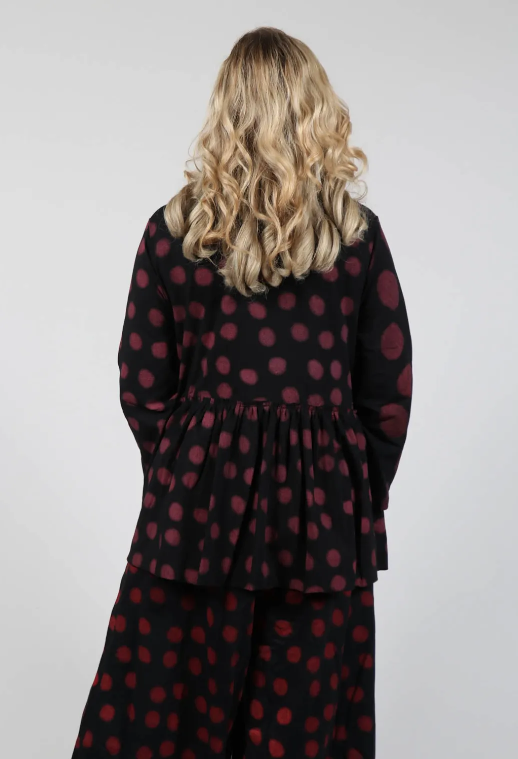 Button Up Blouse in Red Pois